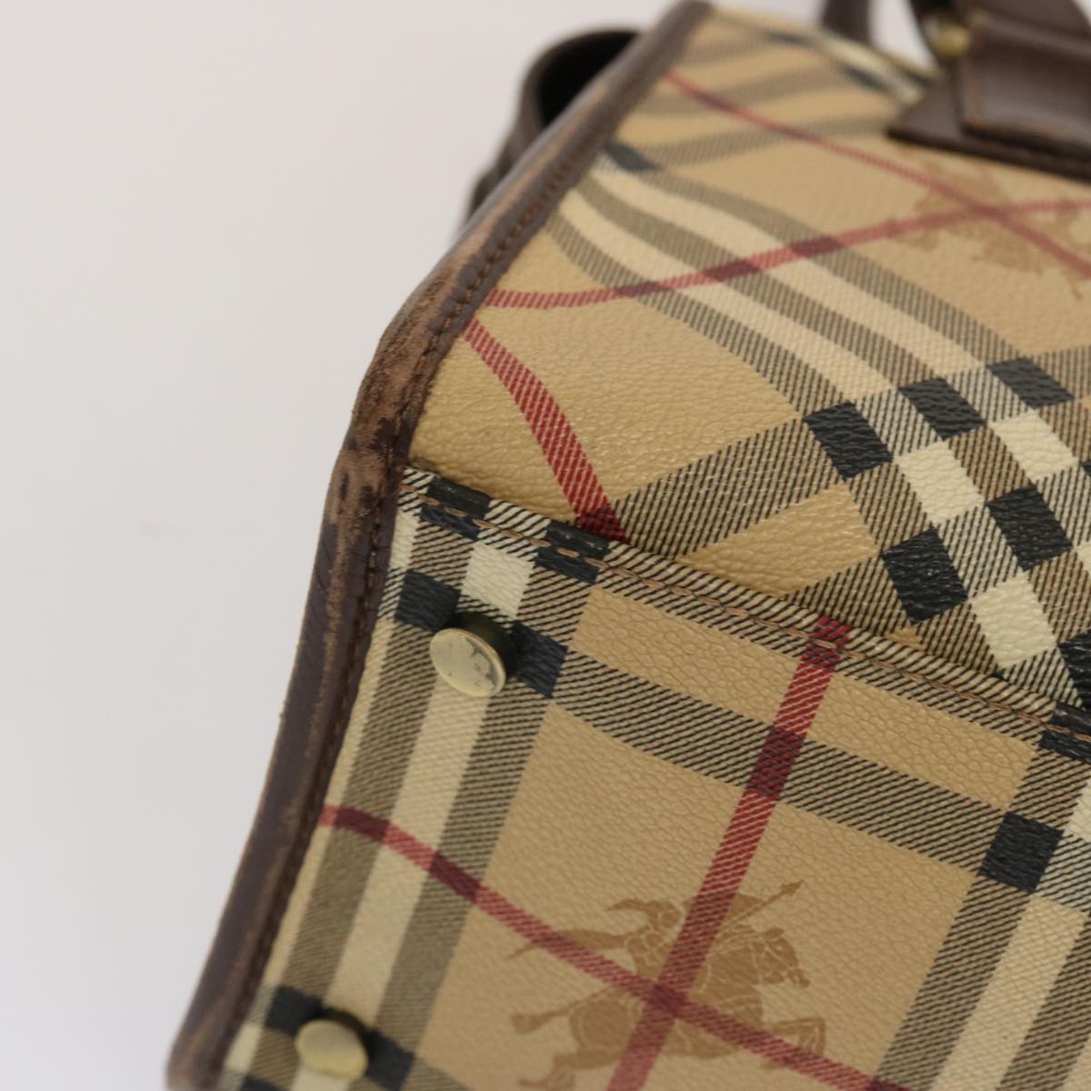 Burberry Nova Check Hand Bag PVC Beige Auth 70753