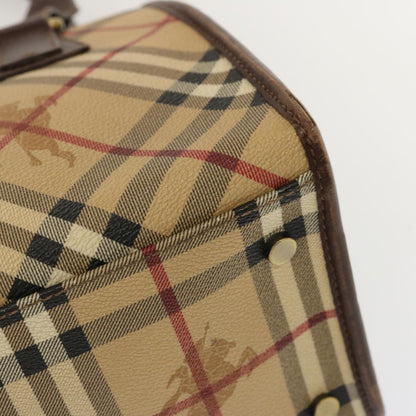 Burberry Nova Check Hand Bag PVC Beige Auth 70753