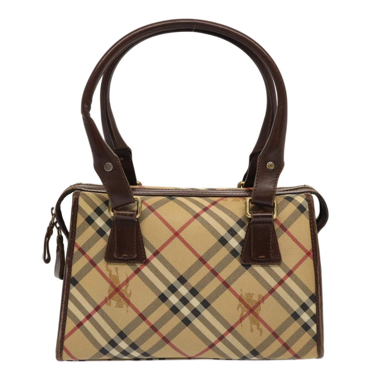 Burberry Nova Check Hand Bag PVC Beige Auth 70753
