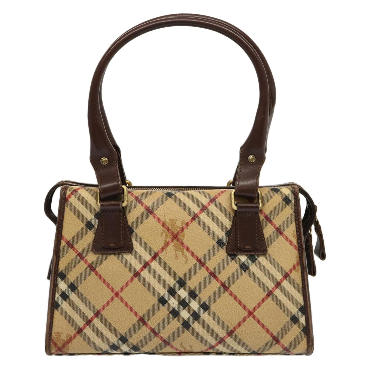 Burberry Nova Check Hand Bag PVC Beige Auth 70753