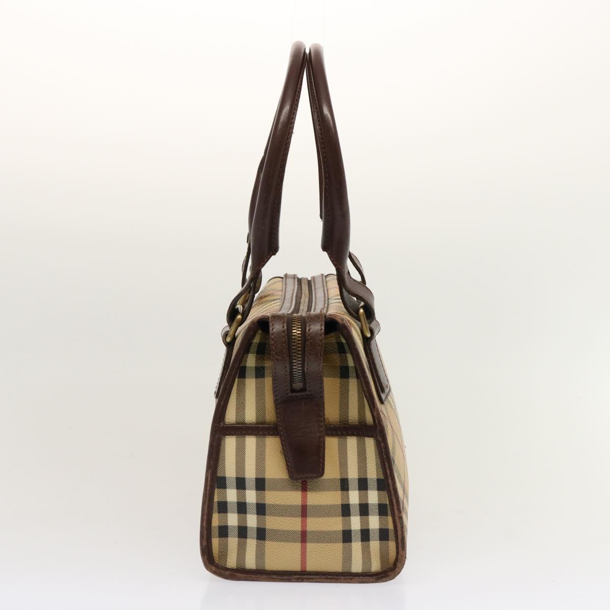 Burberry Nova Check Hand Bag PVC Beige Auth 70753
