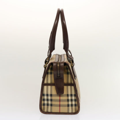 Burberry Nova Check Hand Bag PVC Beige Auth 70753