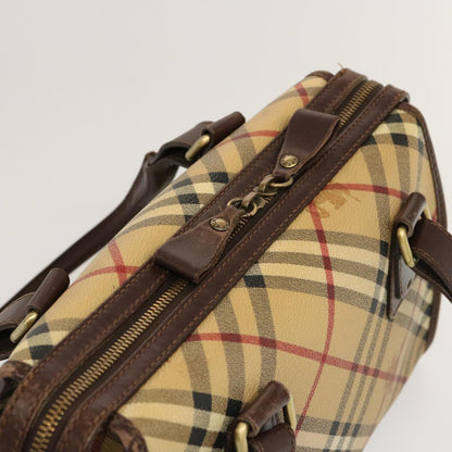 Burberry Nova Check Hand Bag PVC Beige Auth 70753