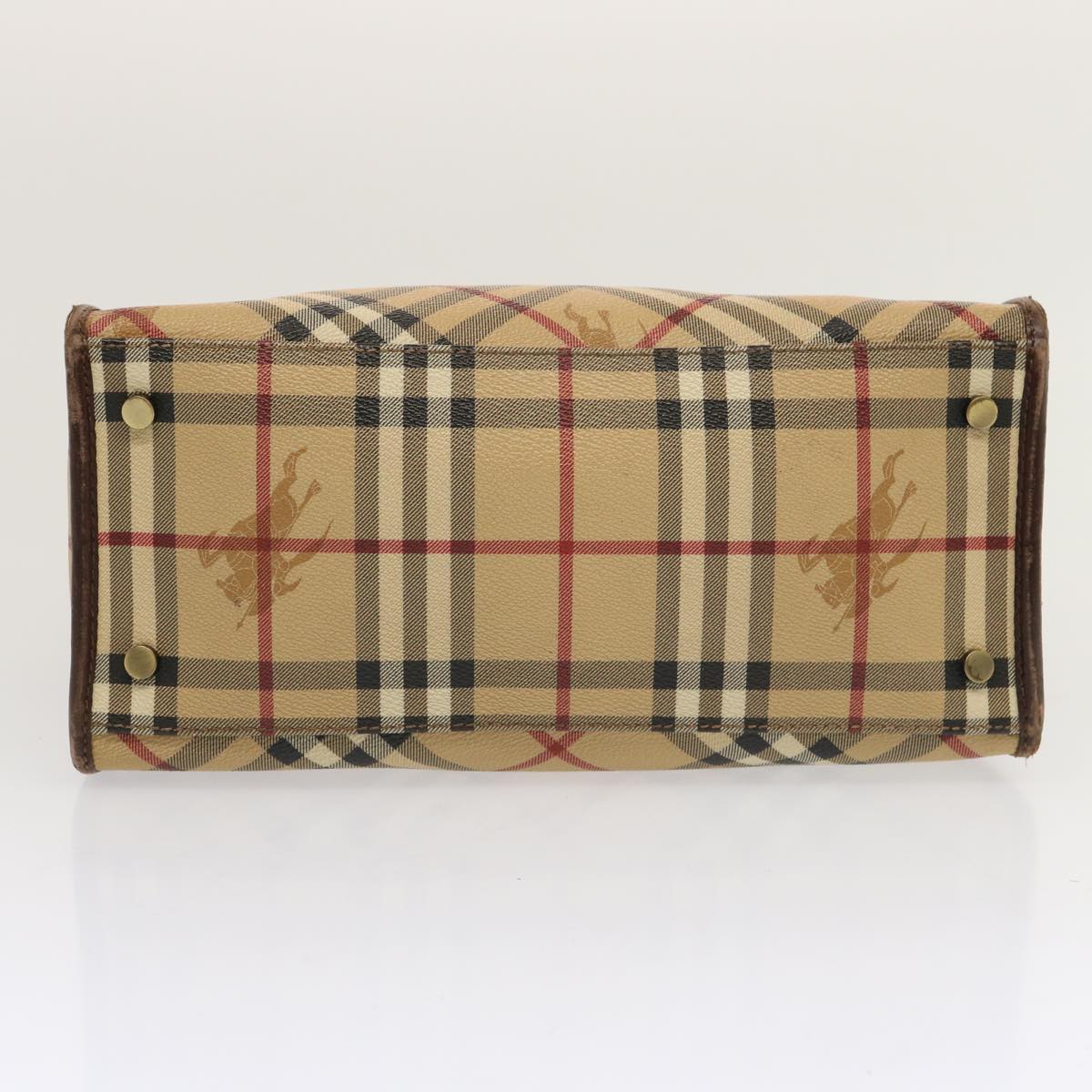Burberry Nova Check Hand Bag PVC Beige Auth 70753
