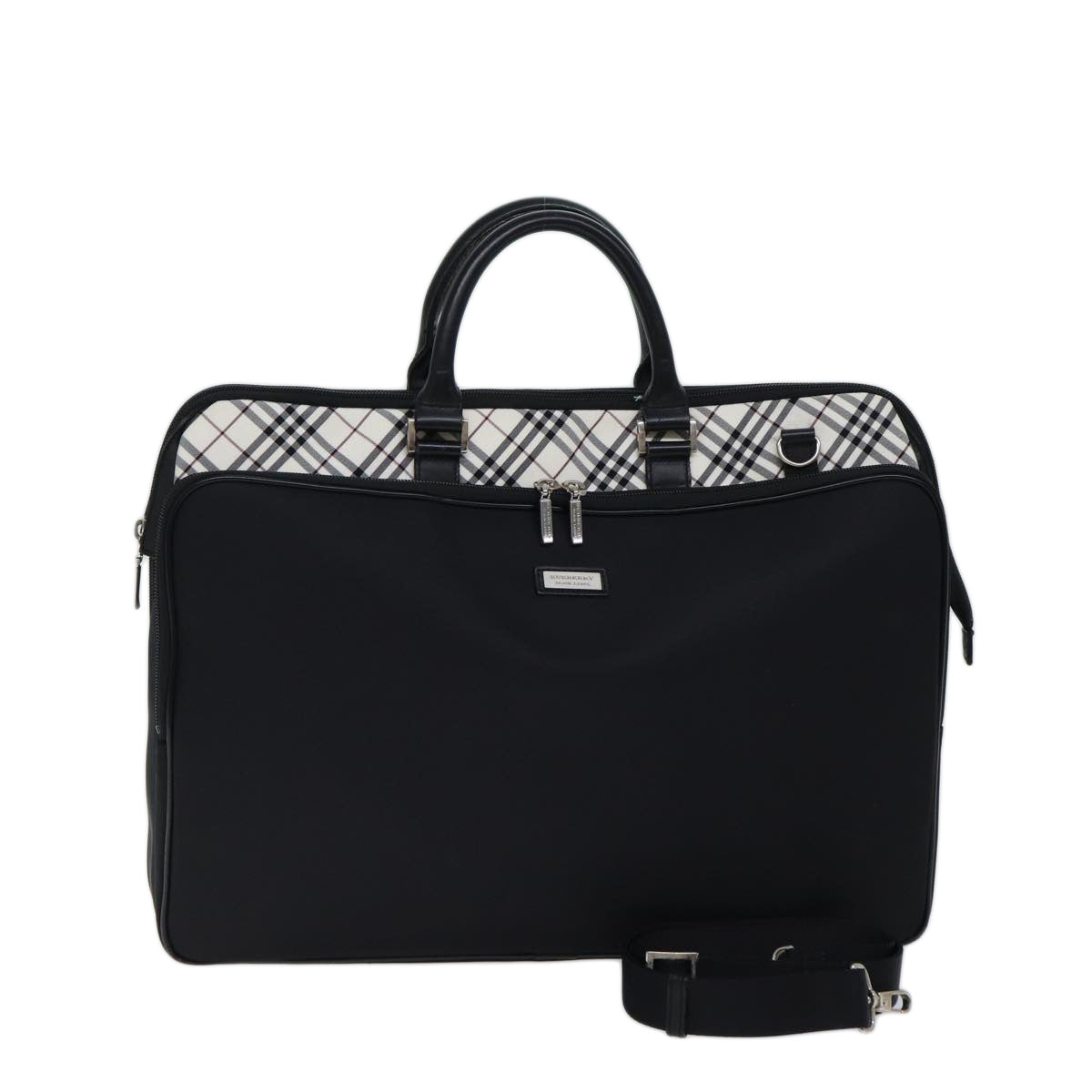 Burberry Black label Hand Bag Canvas 2way Black Auth 70792