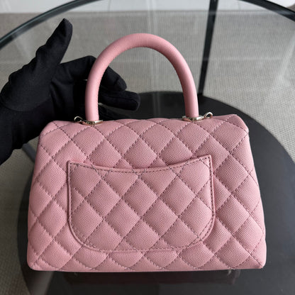 Chanel Coco Handle Small - Caviar Quilted Pink Gold Hardware Series 27