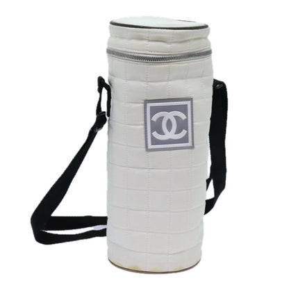 Chanel Choco Bar Sports Line Shoulder Bag Nylon White CC Auth