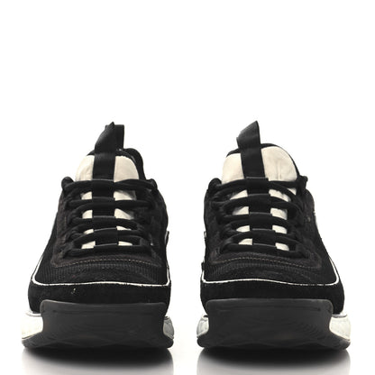 Velvet Calfskin Mixed Fibers CC Sneakers 40 Black