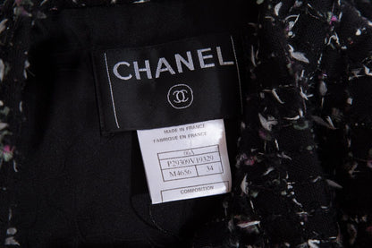 Chanel Cruise 2006 Navy Fantasy Tweed Tie Neck Blazer SZ 34