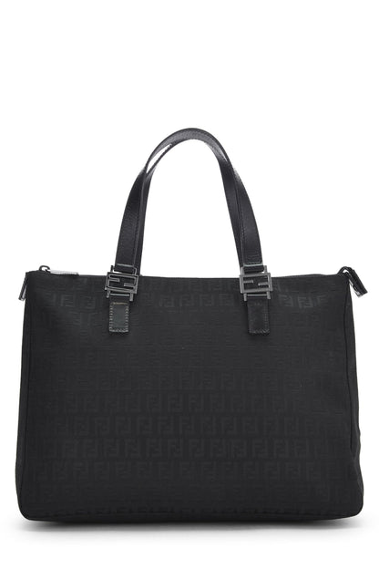Fendi,  Black Zucchino Canvas Tote Small, Black