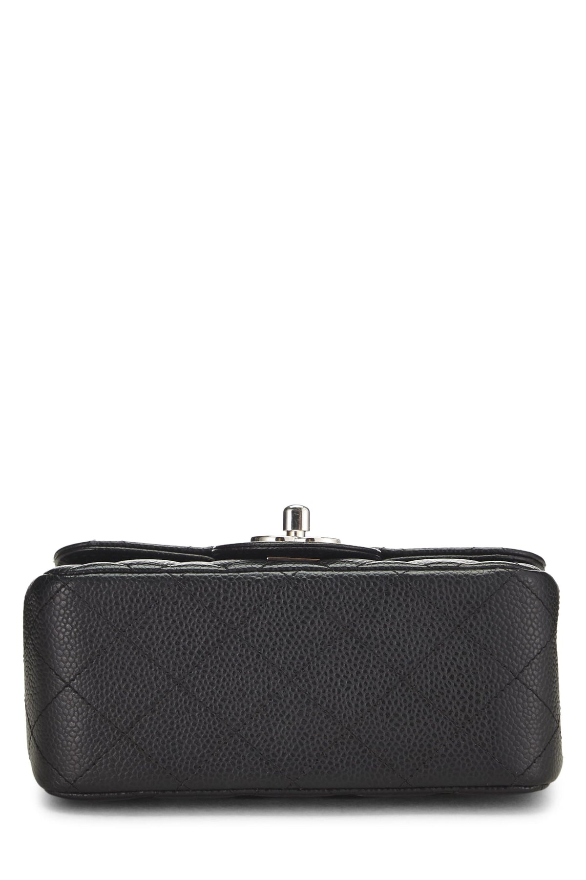 Chanel,  Black Quilted Caviar Classic Square Flap Mini, Black