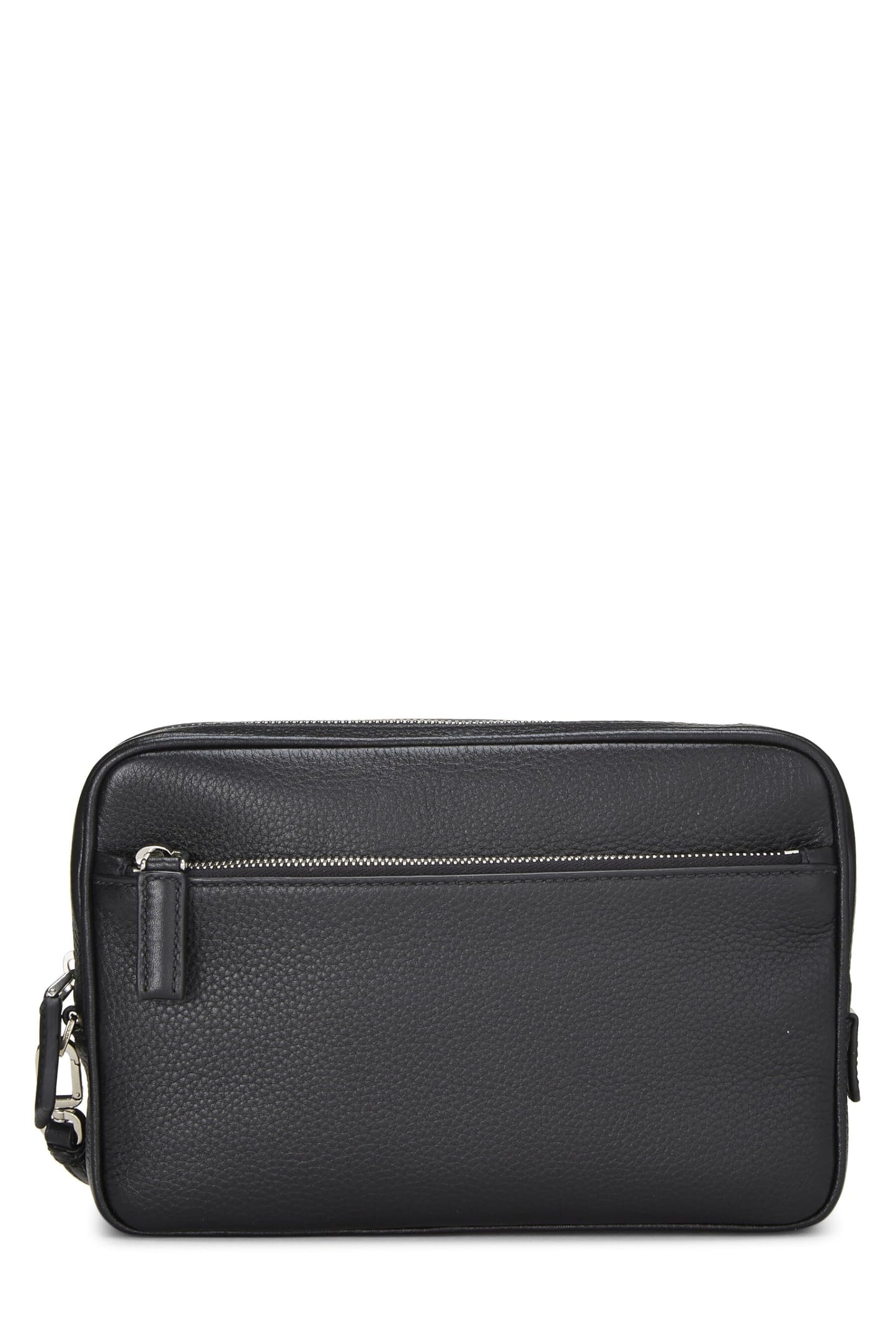 Prada,  Black Vitello Daino Leather Clutch, Black