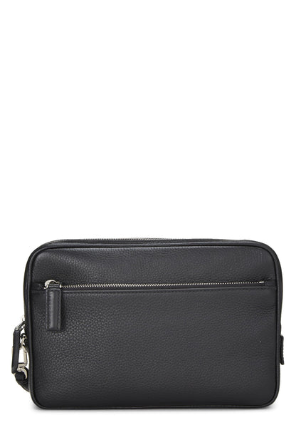 Prada,  Black Vitello Daino Leather Clutch, Black