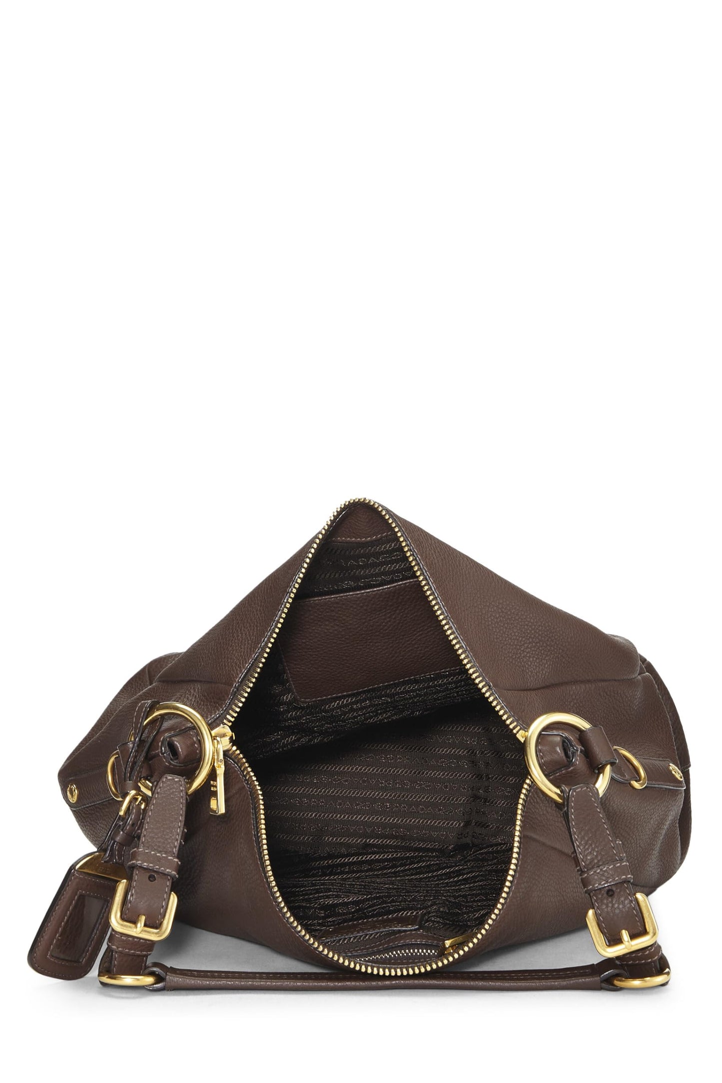 Prada,  Brown Vitello Daino Hobo, Brown