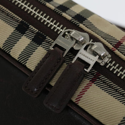 BURBERRY Nova Check Hand Bag Canvas Beige Auth 71011