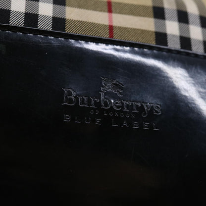 BurberrySs Nova Check Blue Label Tote Bag Canvas Beige Black Auth 71014