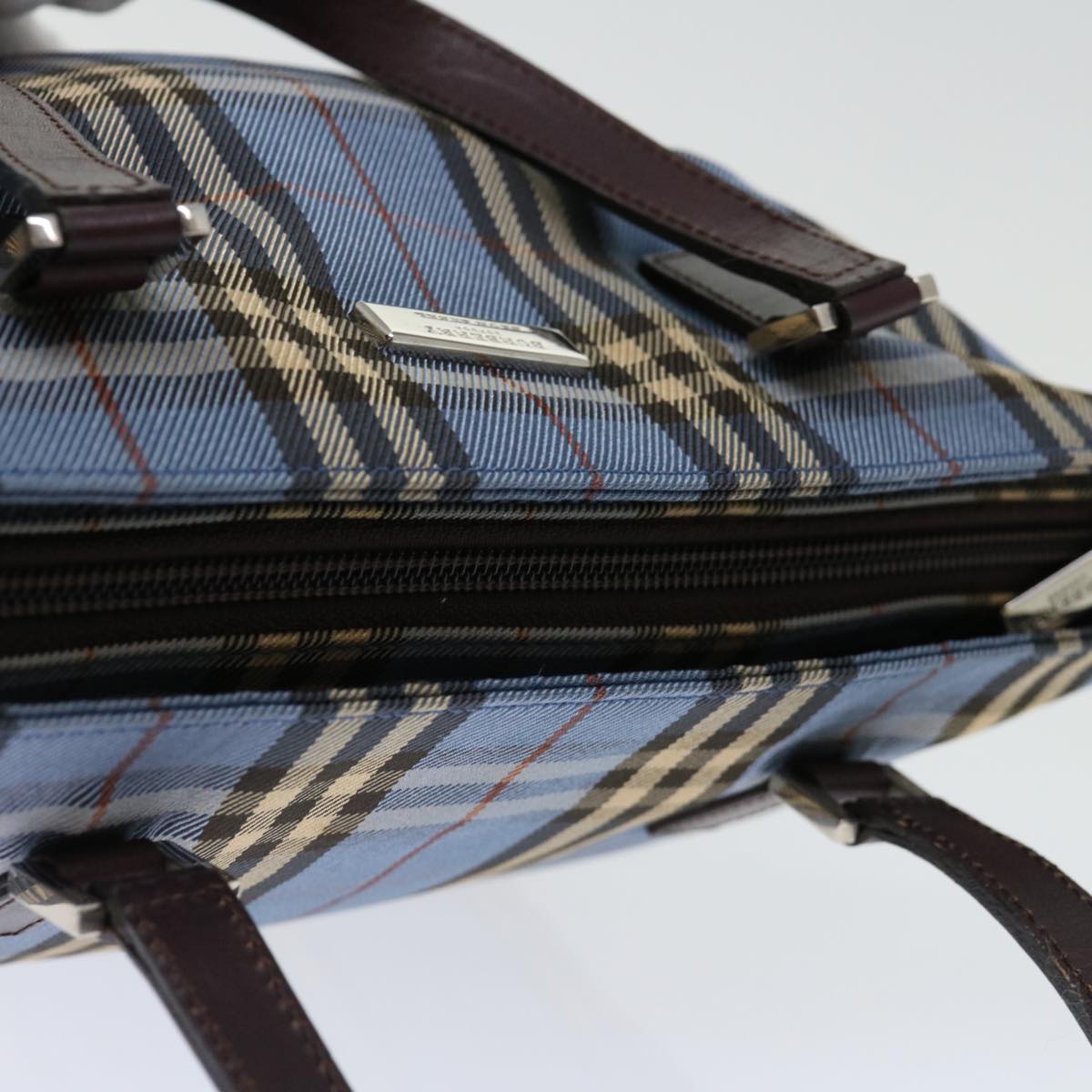 Burberry Nova Check Blue Label Hand Bag Canvas Blue Auth 71025