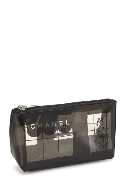 Chanel,  Clear & Black Vinyl Chanel Maison Pouch, Black