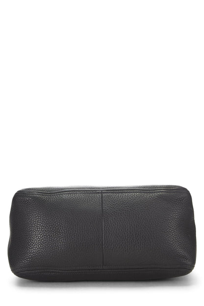 Prada,  Black Vitello Daino Convertible Boston Bag, Black