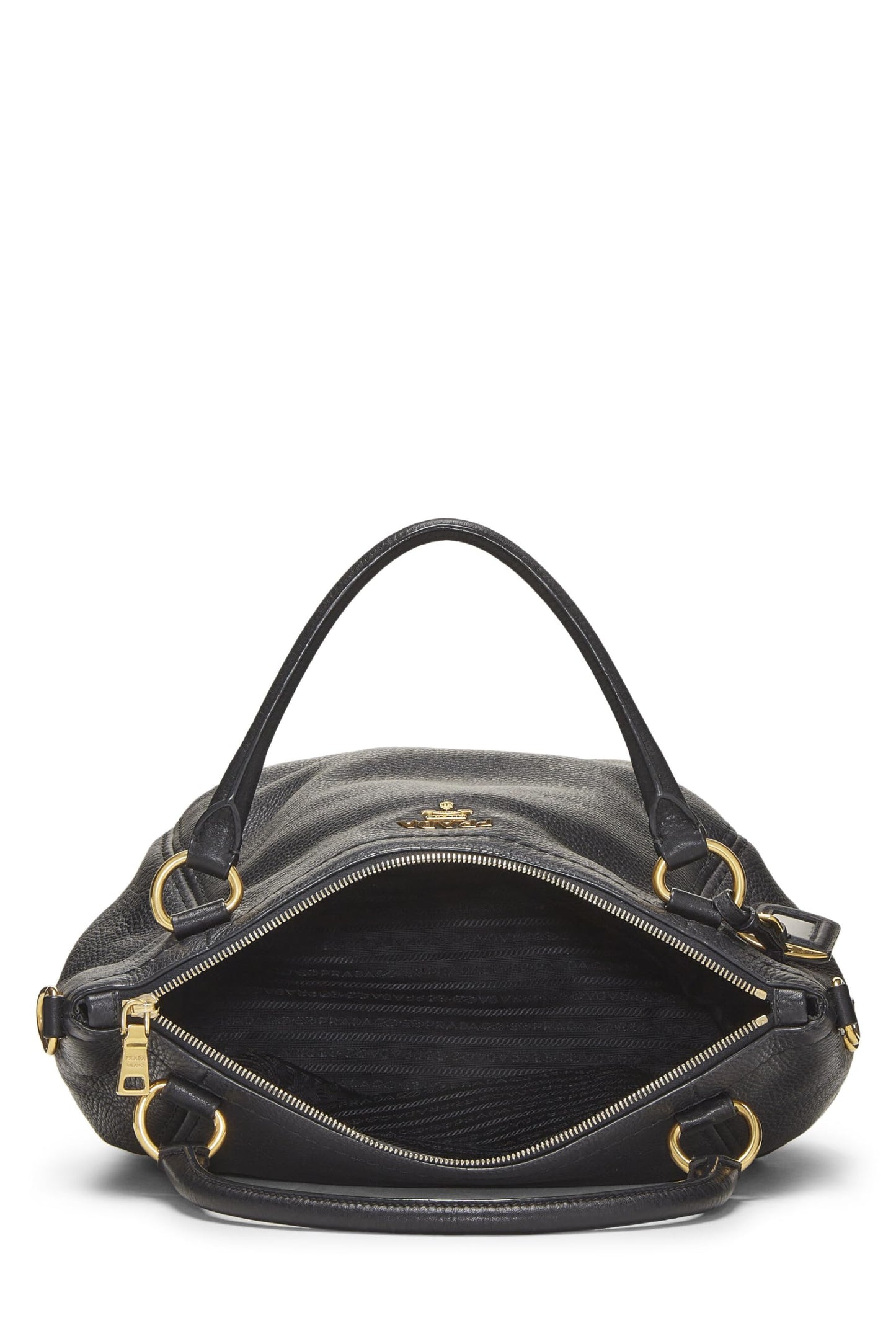Prada,  Black Vitello Daino Sacca 2 Manici, Black