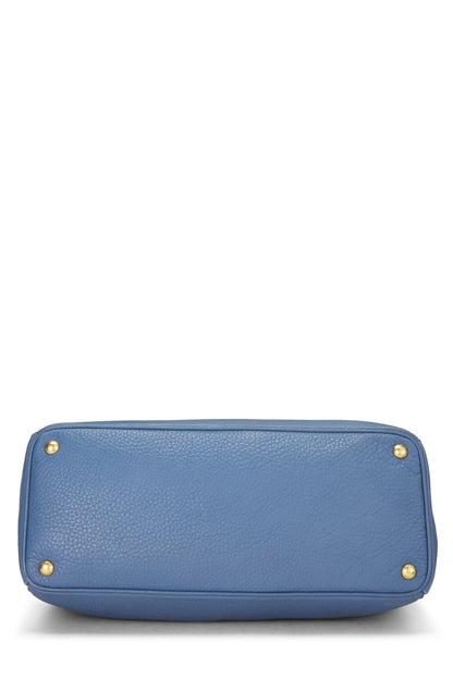 Prada,  Blue Vitello Daino Convertible Open Tote, Blue