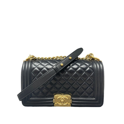 Chanel Chanel Boy New Bag Quilted Lambskin Old Medium - Black