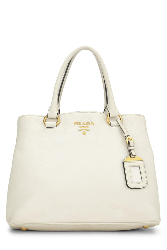 Prada,  White Vitello Daino Phenix Convertible Top Handle Small, White