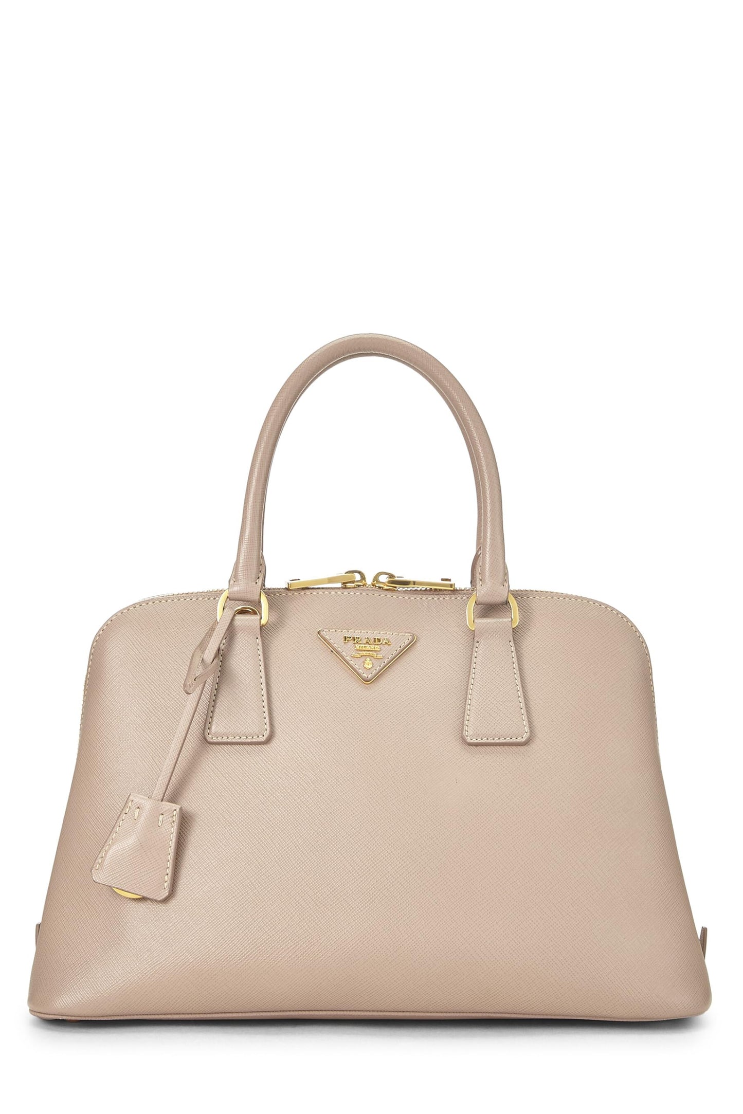 Prada,  Beige Saffiano Convertible Handbag Small, Beige
