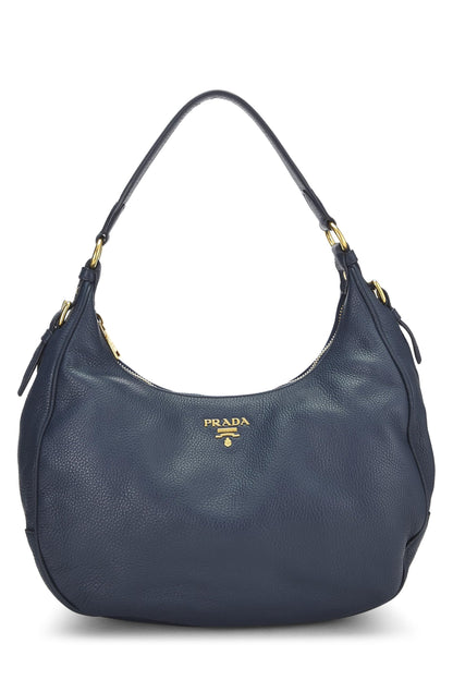 Prada,  Blue Vitello Daino Hobo, Blue
