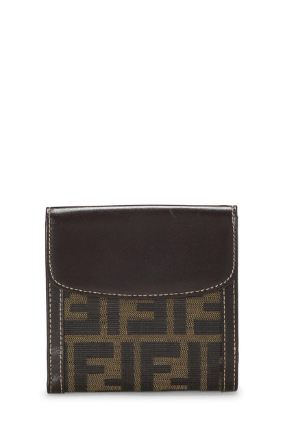 Fendi,  Brown Zucca Canvas Compact Wallet, Brown