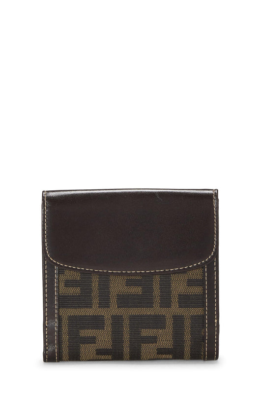 Fendi,  Brown Zucca Canvas Compact Wallet, Brown