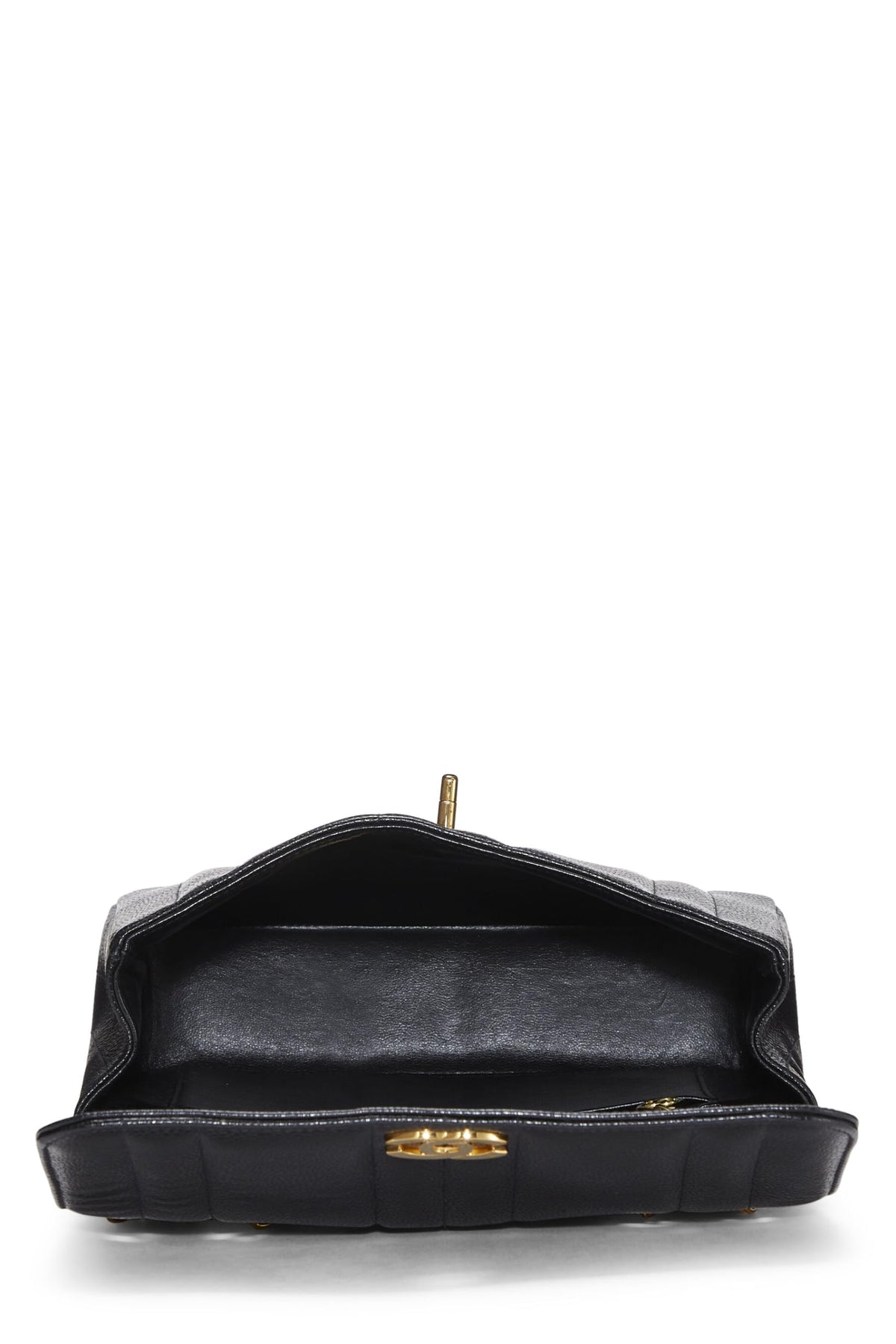 Chanel,  Black Vertical Caviar Half Flap Small, Black