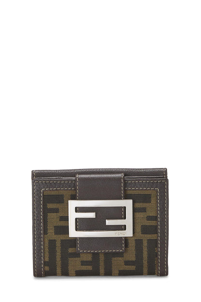 Fendi,  Brown Zucca Canvas Compact Wallet, Brown