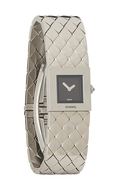 Chanel,  Stainless Steel Matelassé Watch, Black