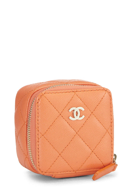 Chanel,  Orange Caviar Jewelry Case Small, Orange