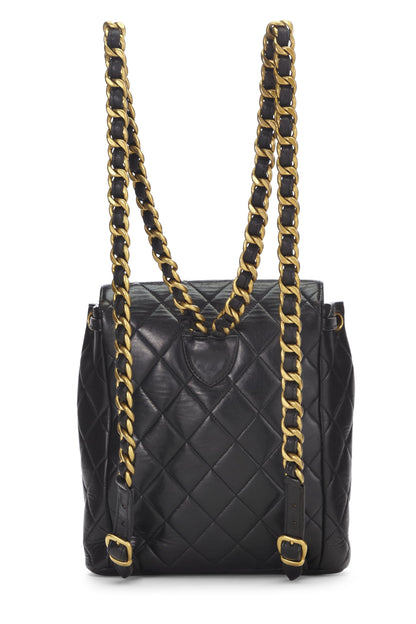 Chanel,  Black Quilted Lambskin Backpack Medium, Black