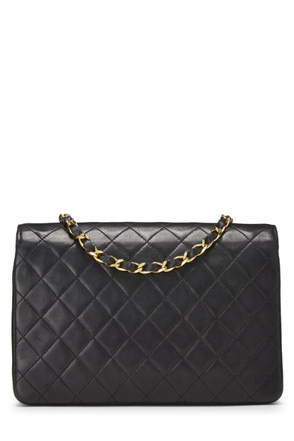 Chanel,  Black Quilted Lambskin Circle Lock Half Flap, Black