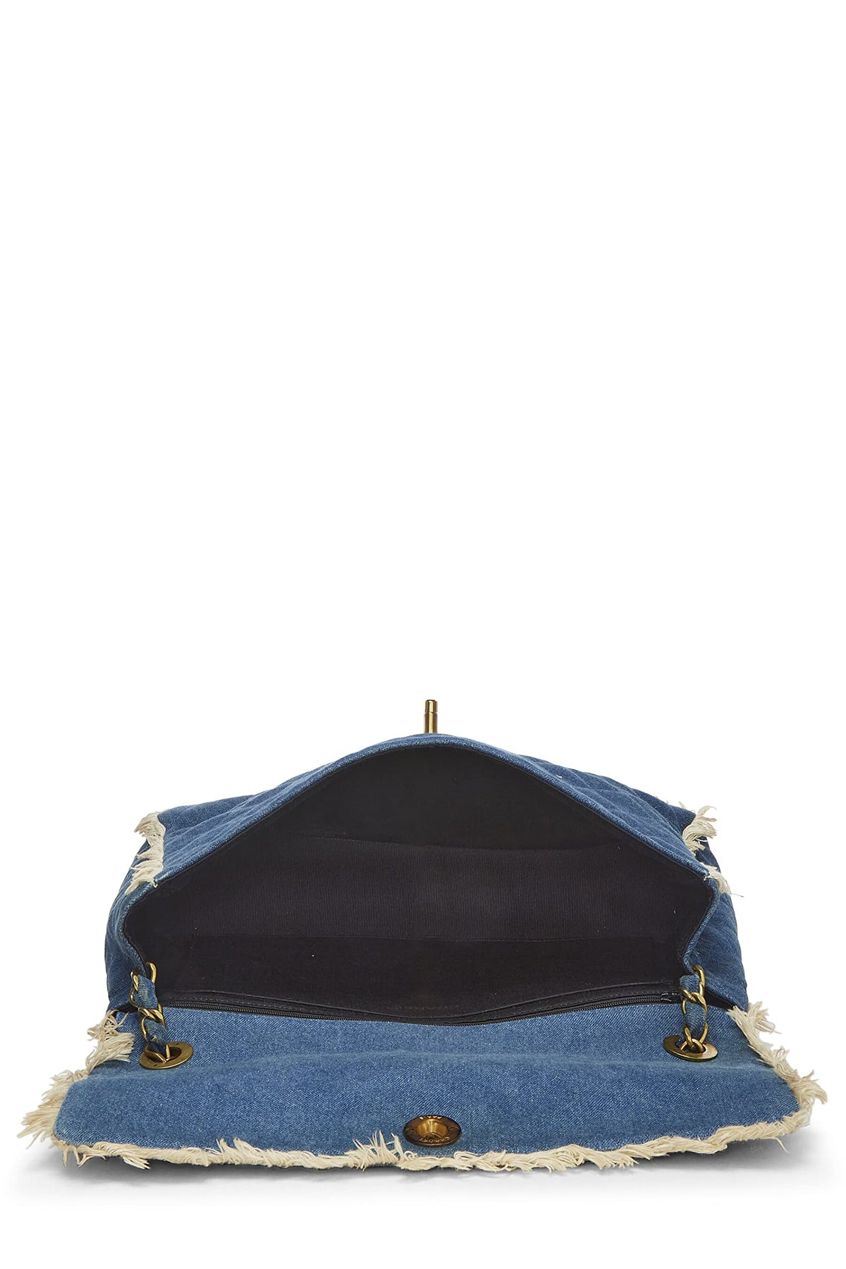 Chanel,  Blue Quilted Denim Half Flap Maxi, Blue