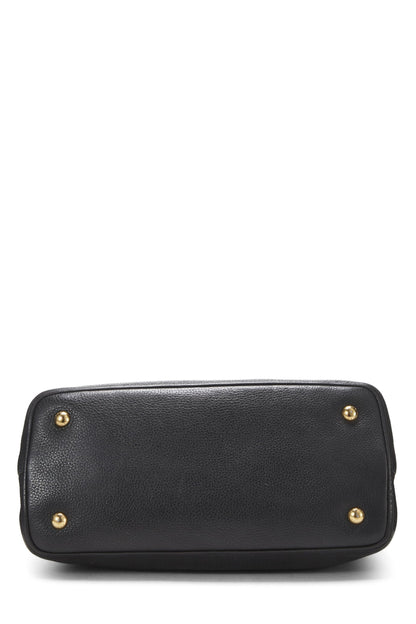 Prada,  Black Vitello Daino Convertible Handbag Small, Black