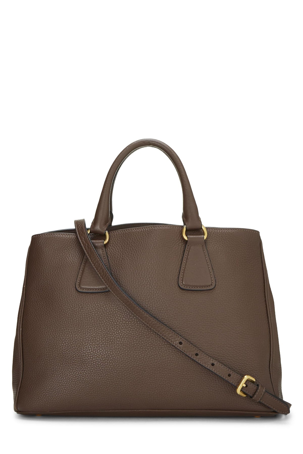Prada,  Brown Vitello Daino Convertible Top Handle Tote, Brown