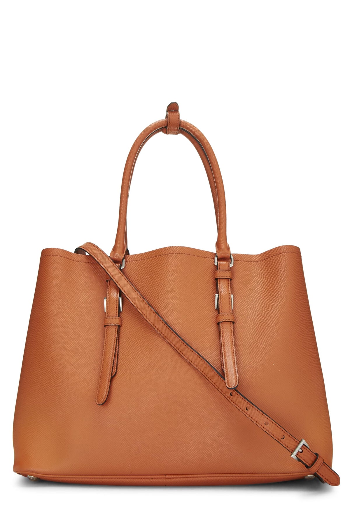 Prada,  Orange Saffiano Double Cuir Tote, Orange