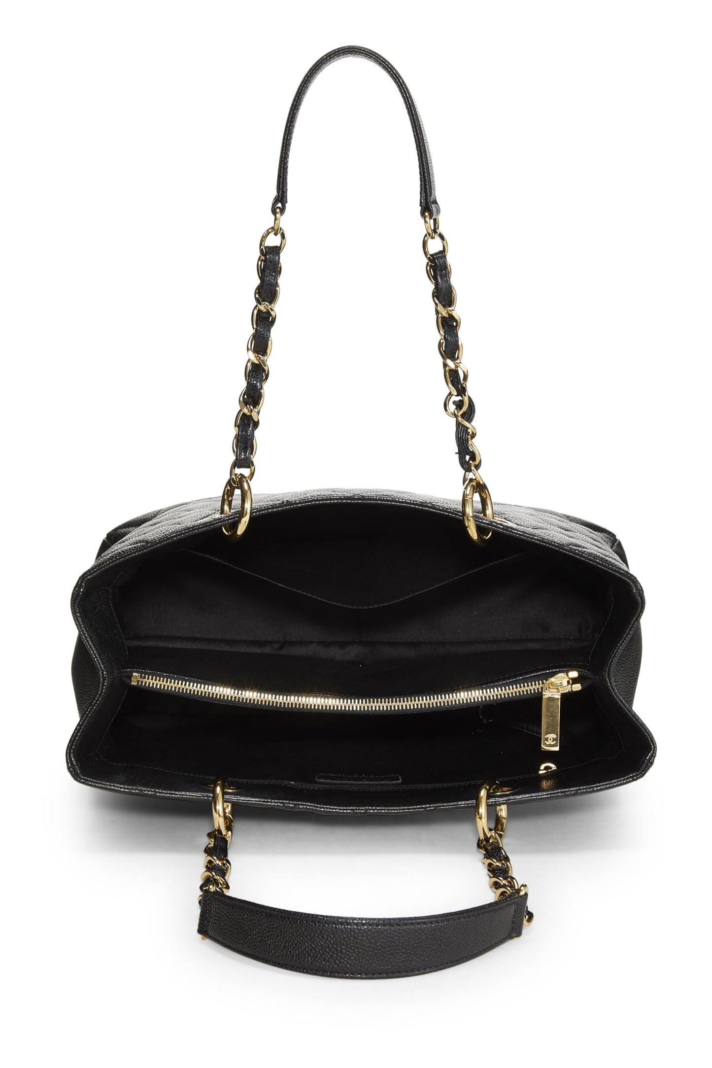 Chanel,  Black Quilted Caviar Grand Shopping Tote (GST), Black