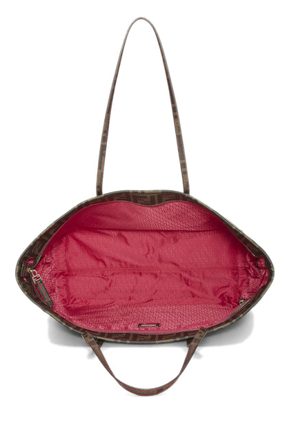 Fendi,  Brown Zucca Coated Canvas Roll Tote Small, Pink