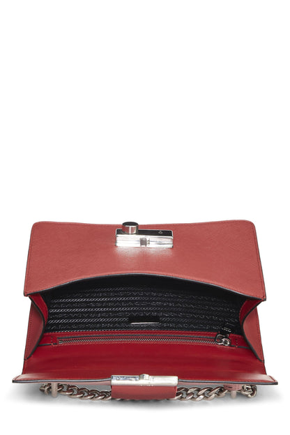 Prada,  Pink & Red Saffiano Leather Chain Shoulder Bag, Multi
