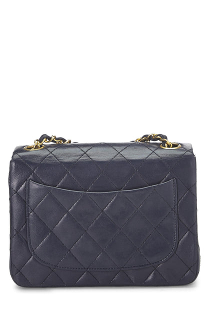 Chanel,  Navy Quilted Lambskin Half Flap Mini, Navy