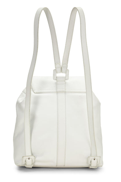 Chanel,  White Caviar Backpack Large, White
