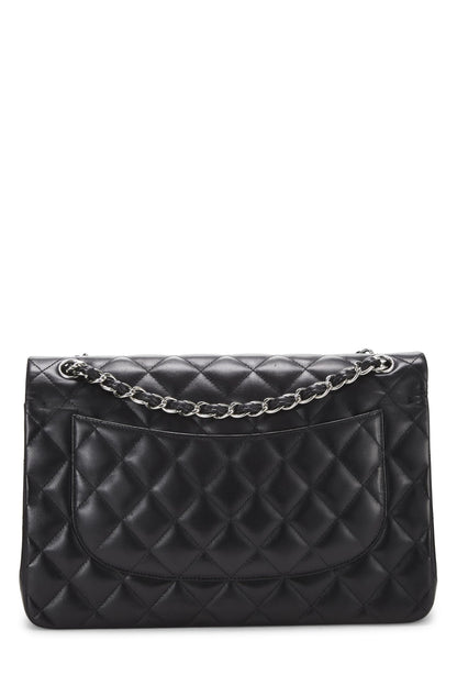 Chanel,  Black Quilted Lambskin New Classic Double Flap Jumbo, Black