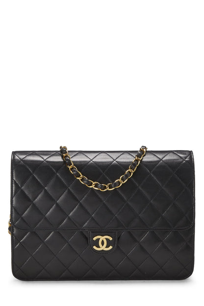 Chanel,  Black Quilted Lambskin Ex Flap Medium, Black