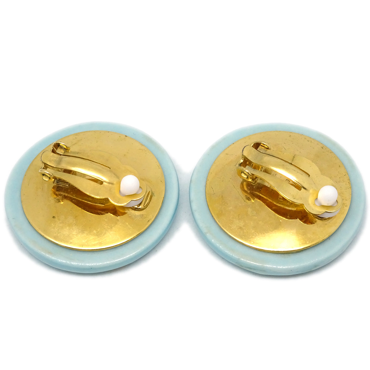 Chanel Button Earrings Clip-On Gold 97P