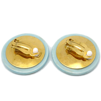 Chanel Button Earrings Clip-On Gold 97P